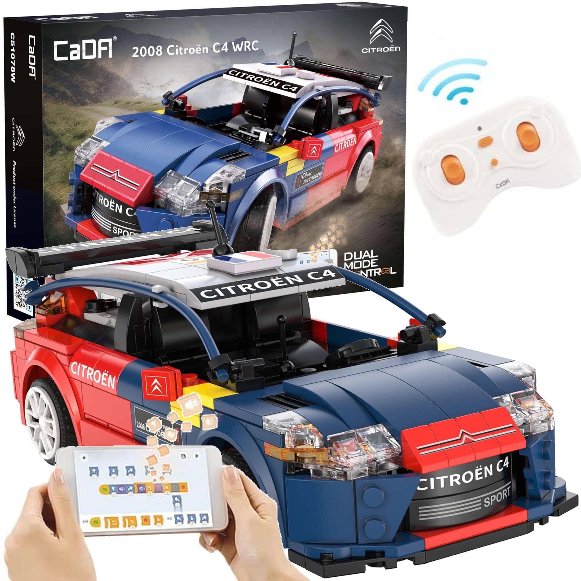 Klocki CADA.Zdalnie sterowana wyścigówka Samochód wyścigowy Citroen C4 WRC Auto sportowe Pojazd Dual Mode RC 329 elementów