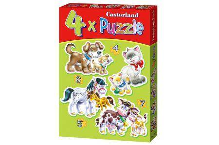 Puzzle 4w1 Animals with Babies Castor