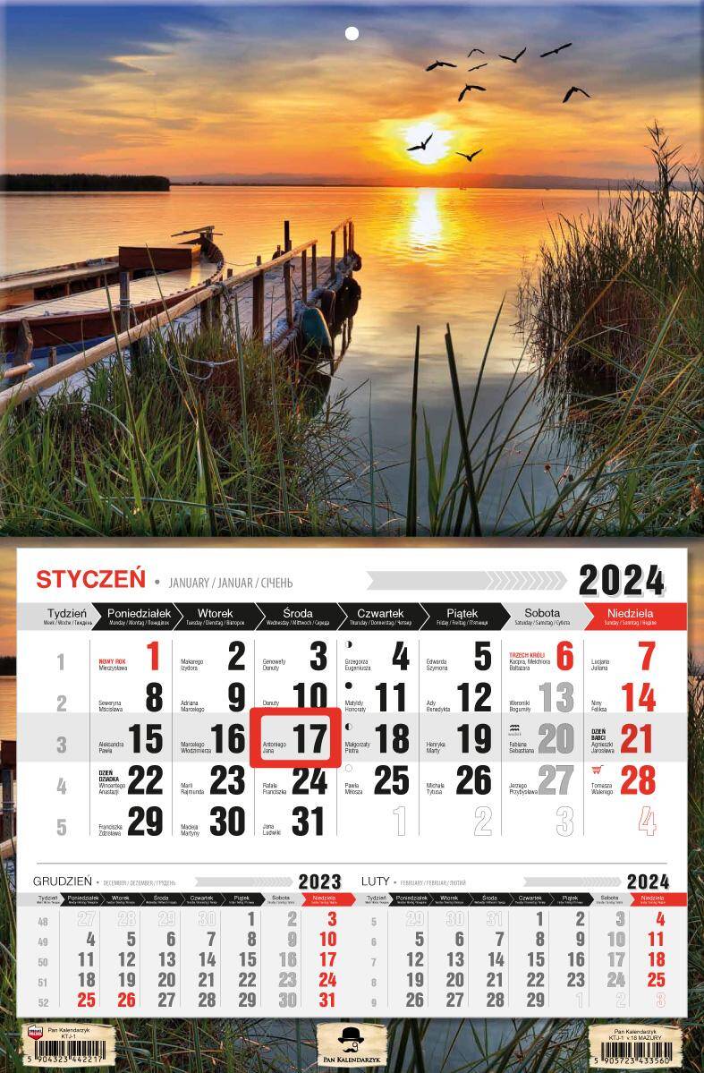Kalendarz 2024 trójdzielny jednodzielny Mazury KTJ1-V.18