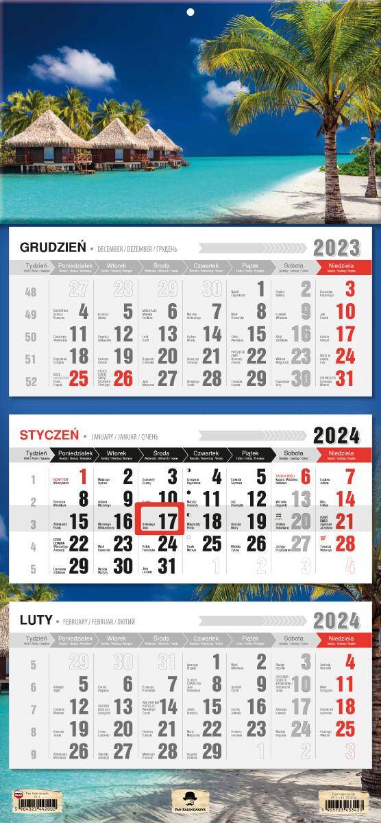 Kalendarz 2024 trójdzielny Tropik KT1-V.48