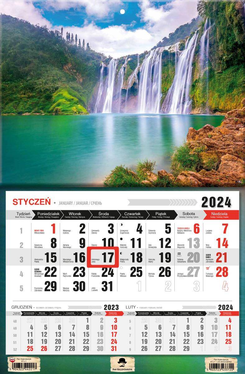 Kalendarz 2024 jednodzielny Wodospad  KTJ1-V.25