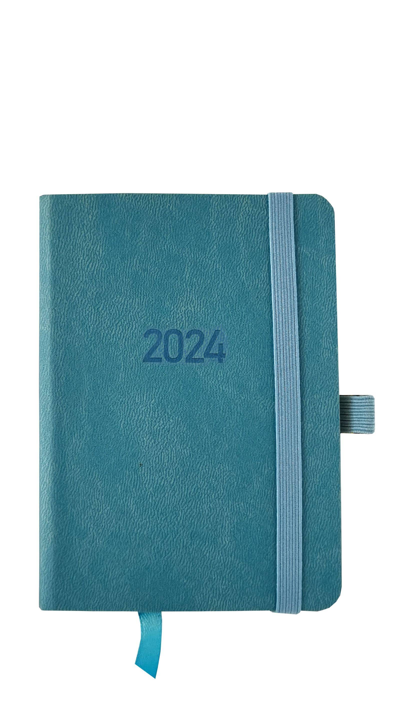 Kalendarz 2024 flex z gumką kieszonkowy V1 niebieski