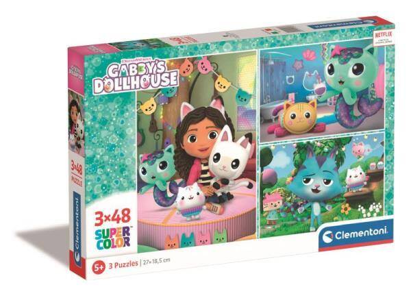 Clementoni Puzzle 3x48el Koci Domek Gabi. Gabby's Dollhouse 25289