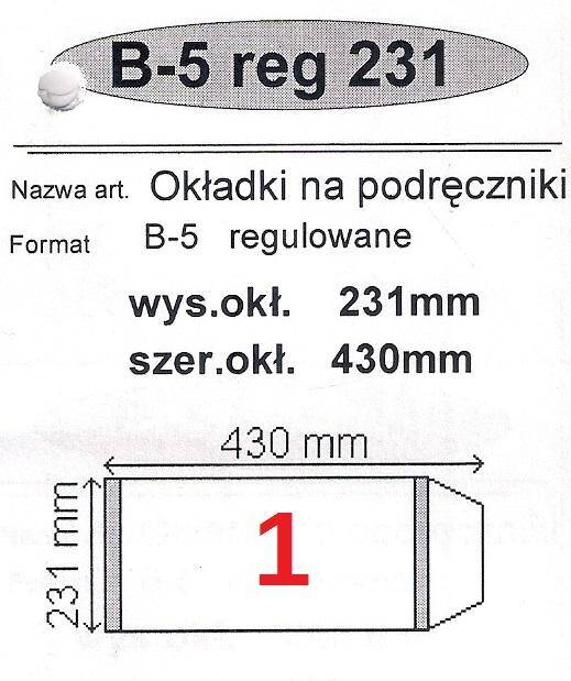Okładka na podręcznik B5 REGULOWANA 25 szt. 231 x 430