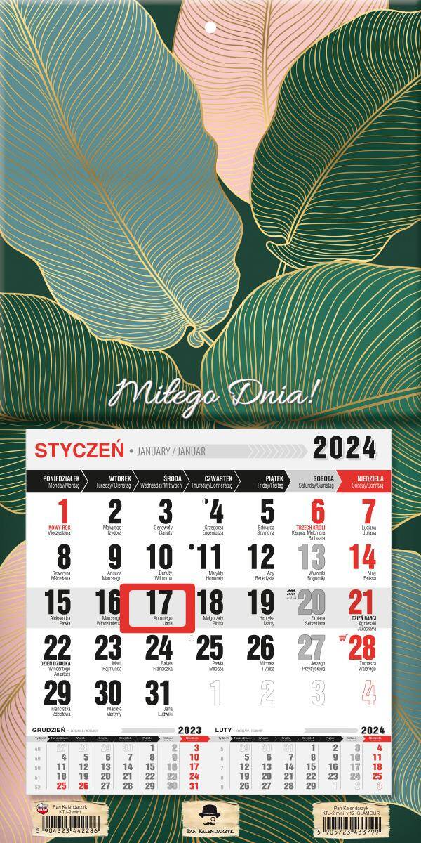 Kalendarz 2024 jednodzielny z magnesem mini Glamour KTJ2M-V.12