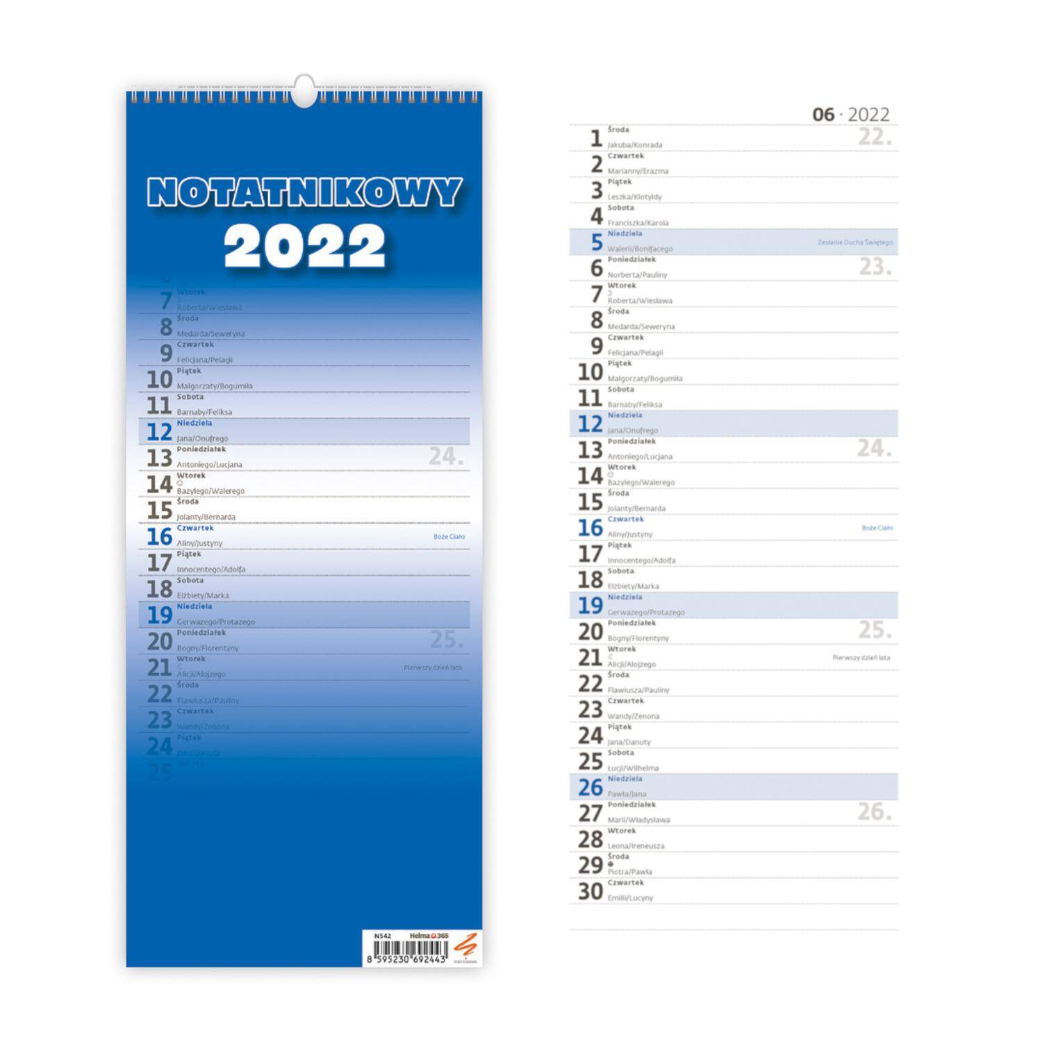 Kalendarz 2022 12 planszowy notatnikowy