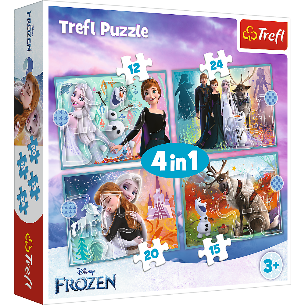 Puzzle 4w1 (12,15,20,24)  Niezwykły świat Frozen 34381