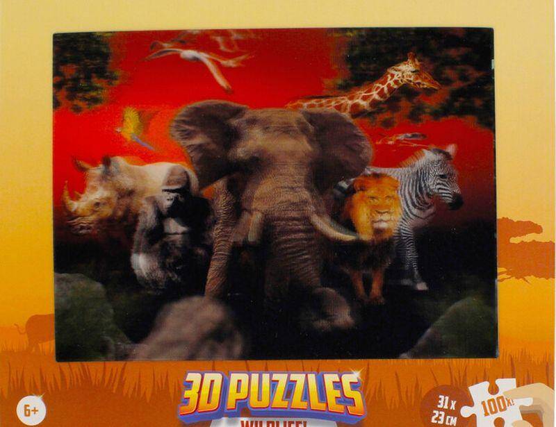 Puzzle 3D 100 Dzikie zwierzęta