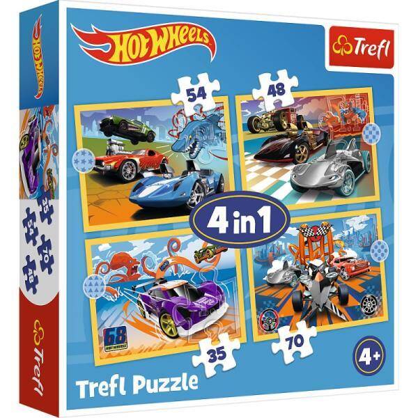 Puzzle 4w1 Pojazdy Hot Wheels / Mattel Hot Wheels 34627 Trefl