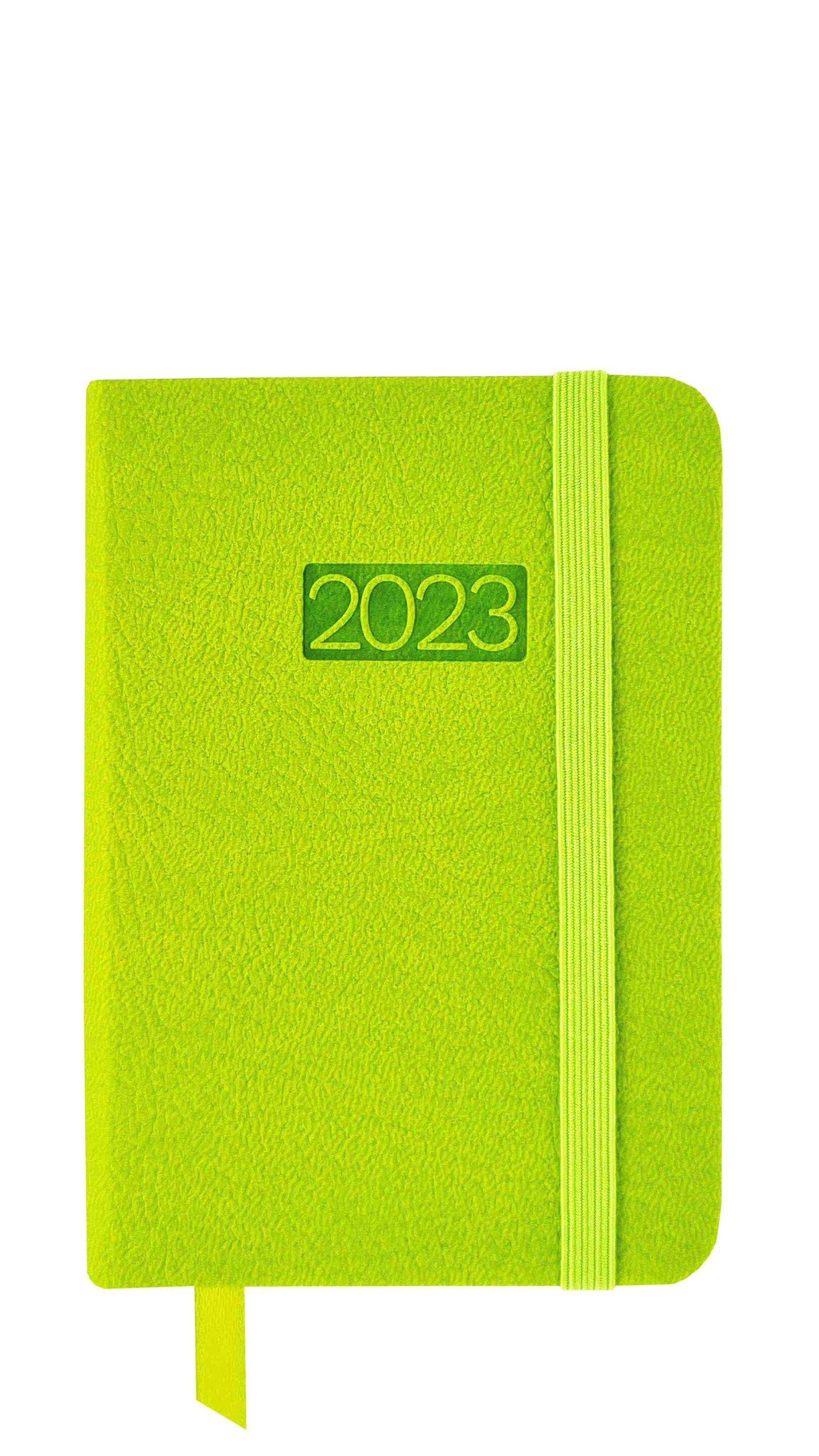 Kalendarz 2023 lux z gumką kieszonkowy zielony V1