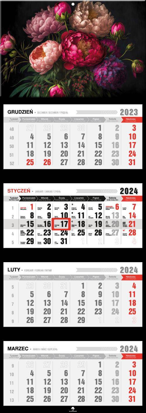 Kalendarz 2024 czterodzielny premium Bukiet KT4-V.6