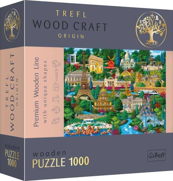 Puzzle 1000el drewniane - Francja - znane miejsca 20150 Trefl