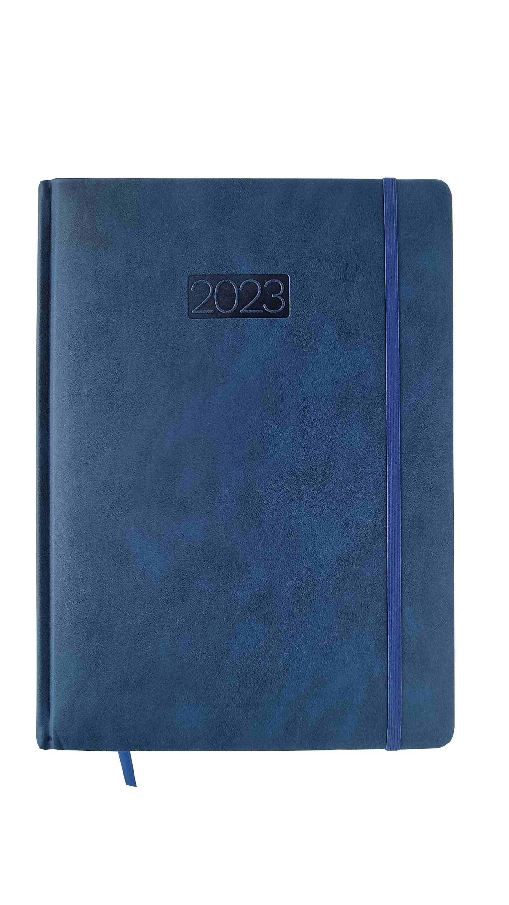 Kalendarz 2023 lux elegance z gumką A4 dzienny niebieski V2
