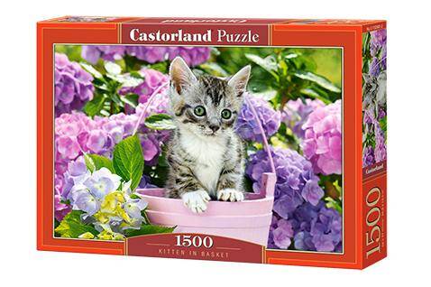Puzzle 1500 Kociak w koszyku C-152001-2