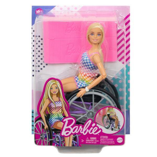 Barbie Fashonistas Lalka na wózku Strój w kratkę HJT13 MATTEL