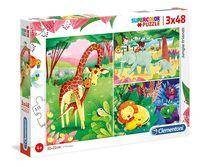 Puzzle Supercolor Jungle Friends 3x48