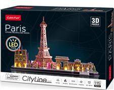 PUZZLE 3D City line led  Paryż 115 elementów