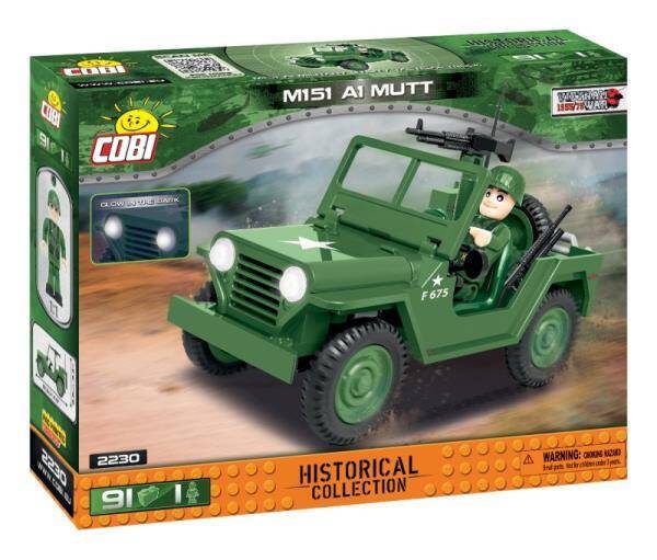 COBI 2230 Historical Collection Vietnam War Wojna w Wietnamie Samochód terenowy M151 A1 MUTT 91 kloc