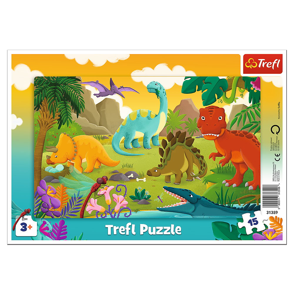 Puzzle 15 ramkowe Dinozaury 31359