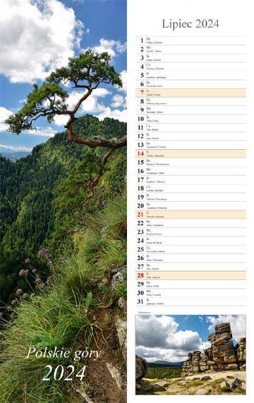 Kalendarz 2024 paskowy Polskie góry