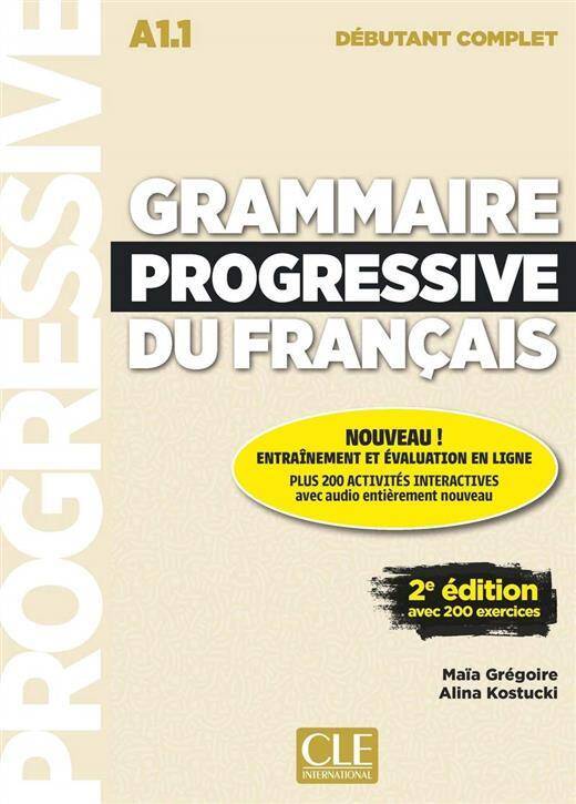 Grammaire progressive du français debutant complet avec 200 exercices + Cd audio + Appli-web (Zdjęcie 1)