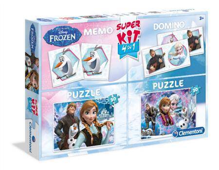 Kraina Lodu Super kit 4 w 1 Puzzle Domino Memo