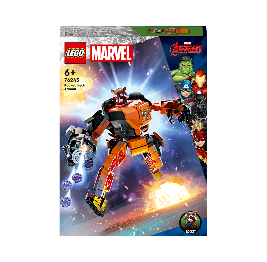 LEGO® 76243 SUPER HEROES Mechaniczna zbroja Rocketa (98 elemenentów) opakowanie zbiorcze 4 sztuki
