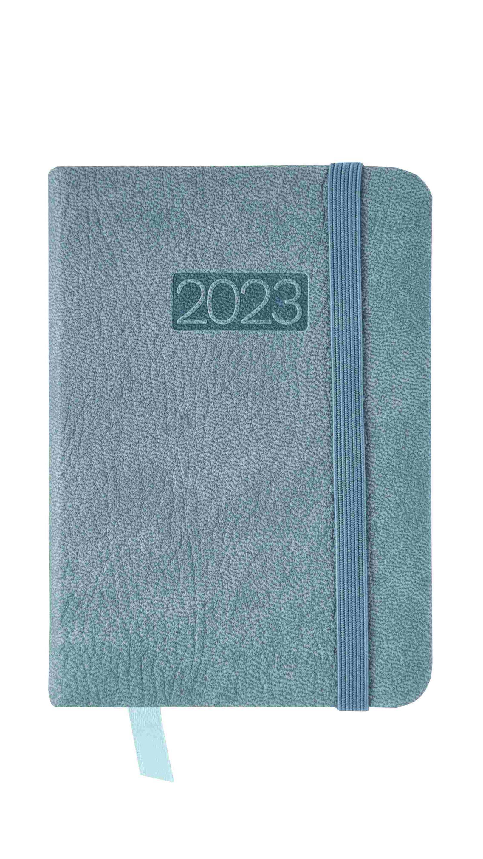 Kalendarz 2023 lux z gumką kieszonkowy niebieski V7