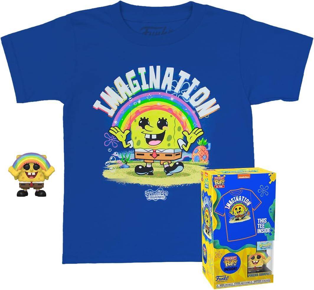 POP & Tee: T-shirt i figurka Spongebob with rainbow - M