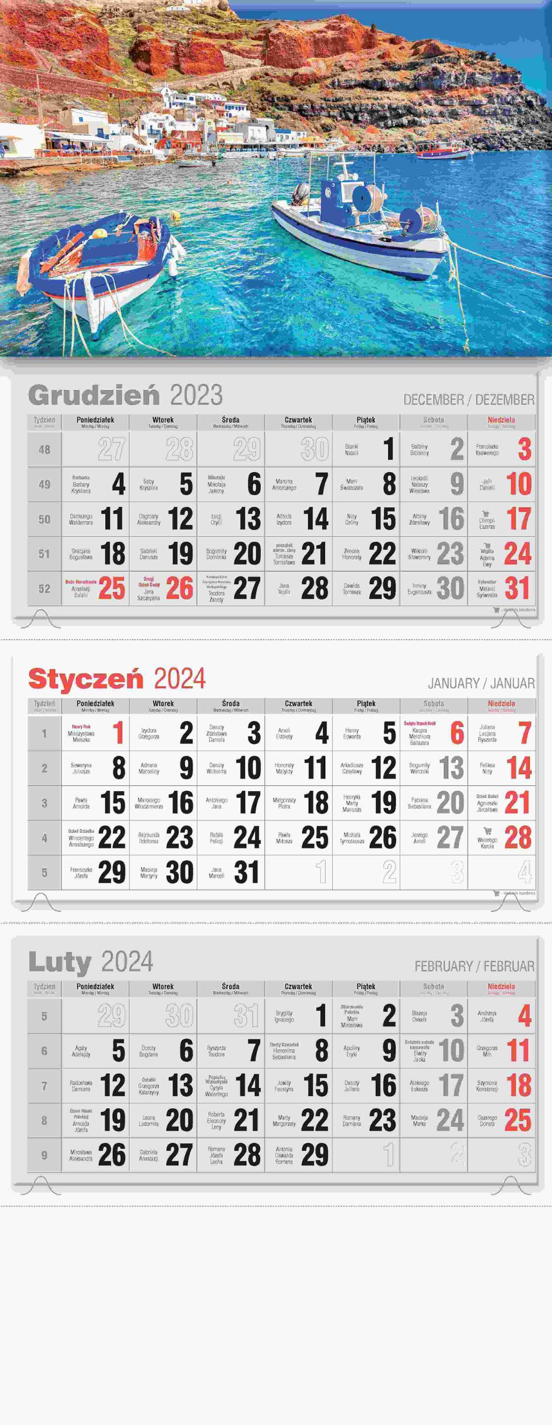 Kalendarz 2024 trójdzielny lux KTL 1 szt. mix