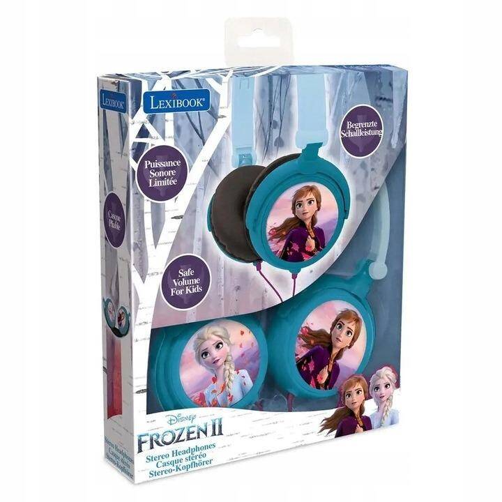 Składane słuchawki przewodowe stereo Frozen z głośnością bezpieczną dla dzieci Lexibook HP010FZ
