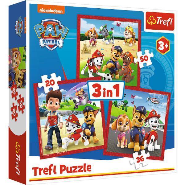 Puzzle 3w1 Psi Patrol - Wesołe pieski 34867 Trefl