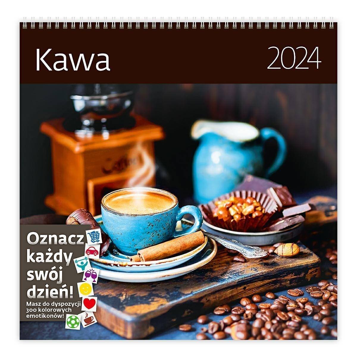 Kalendarz 2024 Kawa z naklejkami ścienny