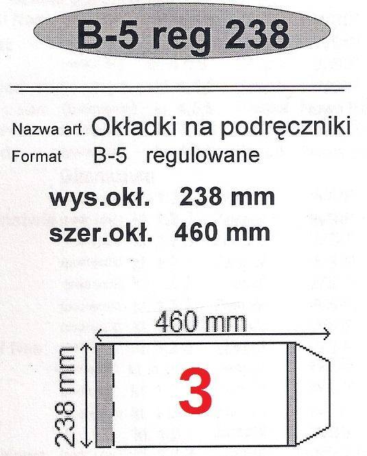 Okładka na podręcznik B5 REGULOWANA 25 szt. 238 x 460