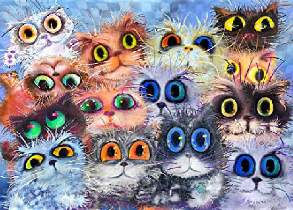 Diamentowa mozaika koty kolor duże oczy NO-1007447