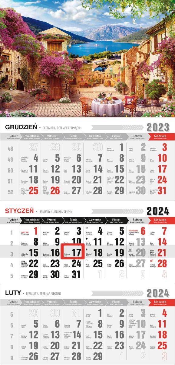 Kalendarz 2024 trójdzielny z magnesem Romantico KTE VM-1