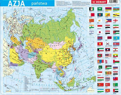 Puzzle 72 ramkowe. Azja mapa polityczna