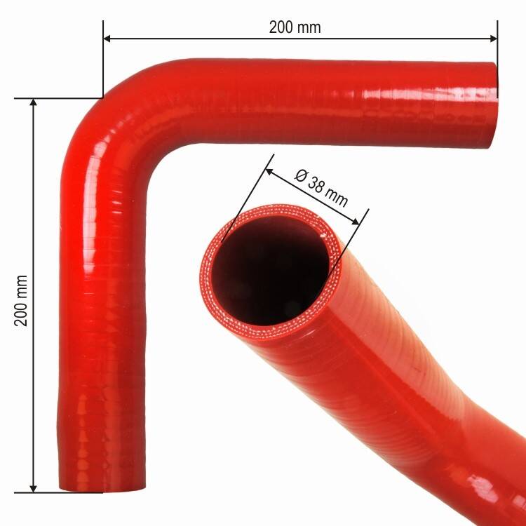 SILICONE ELBOW 90 ID 38 200X200 MM