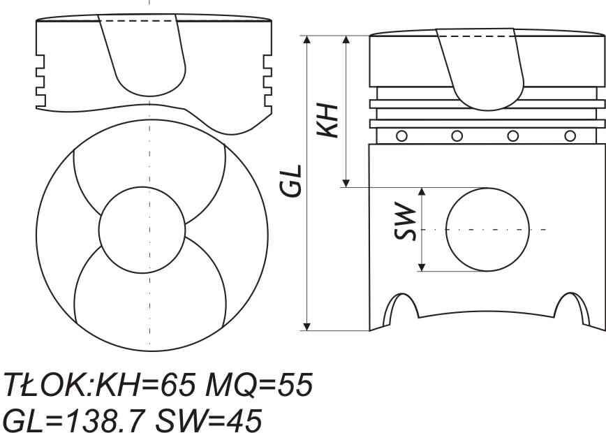 TŁOK SILNIKA KHD-DEUTZ FL413 125MM (93224600) Z TURBO THM USZ09