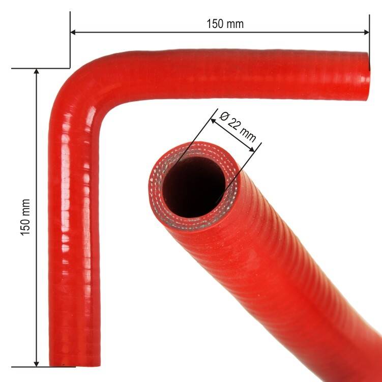 SILICONE ELBOW 90 ID 22 150X150 MM