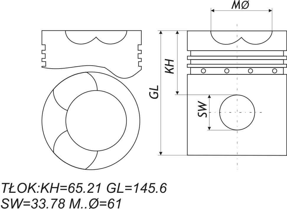 TŁOK SW 400 TURBO / 6CT107 THM (+SWORZEŃ+SEGERY)