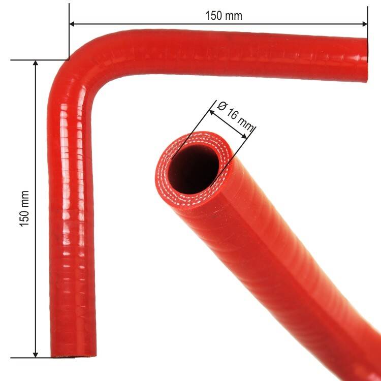 SILICONE ELBOW 90 ID 16 150X150 MM