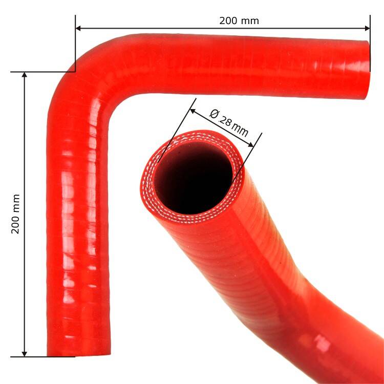 SILICONE ELBOW 90 ID 28 200X200 MM