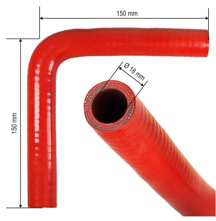 SILICONE ELBOW 90 ID 18 150X150 MM