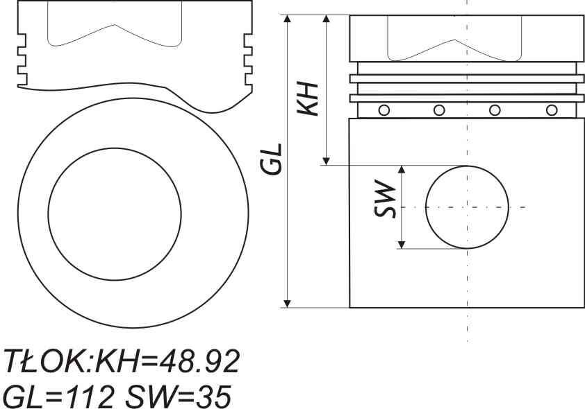 PISTON SUITABLE FOR JOHN DEERE 106,5 MM pin dia 41,275mm