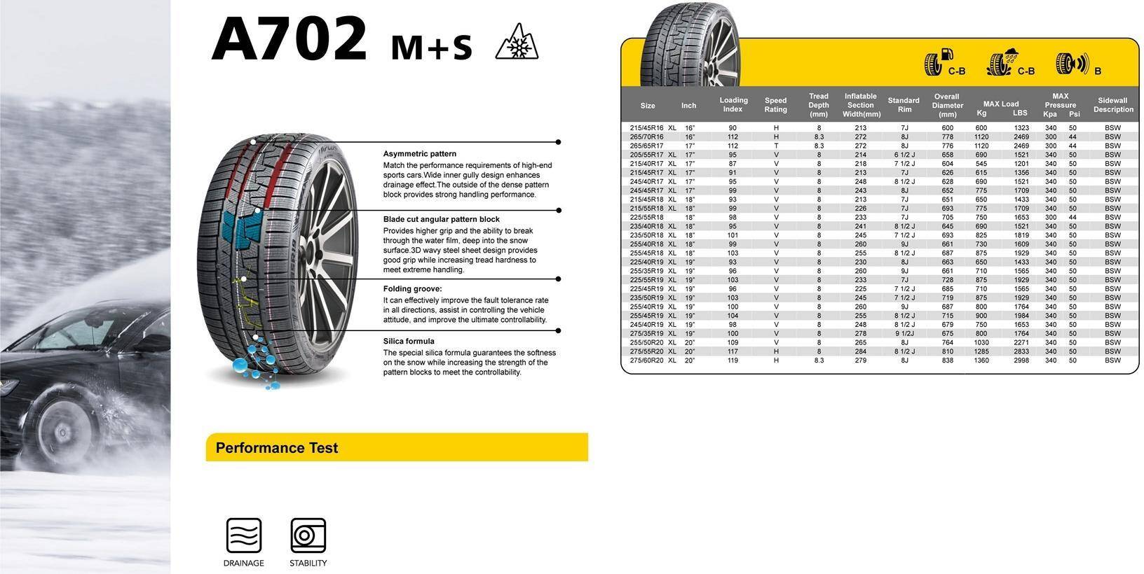 OPONA 225/55R18 98V TL/C/B/B/72 APLUS A702 ZIMA 3PMSF M+S