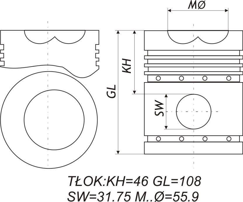 piston+pin+circ suit. for PERKINS D3.152/AD3.152,P462 MQ=55