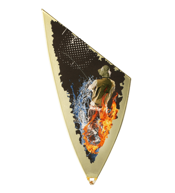 Metal shield with UV print - fishing