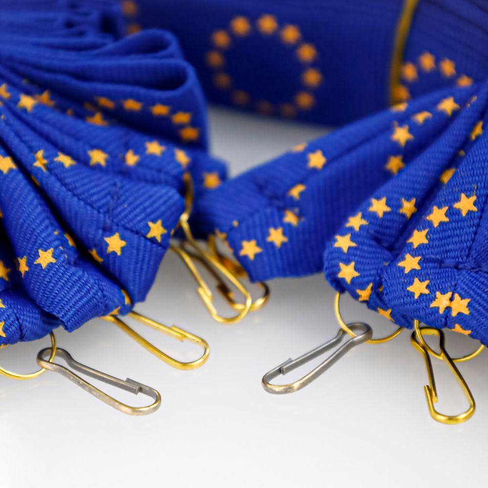 Wstążka 22 mm - Unia Europejska - karabińczyki w różnych kolorach