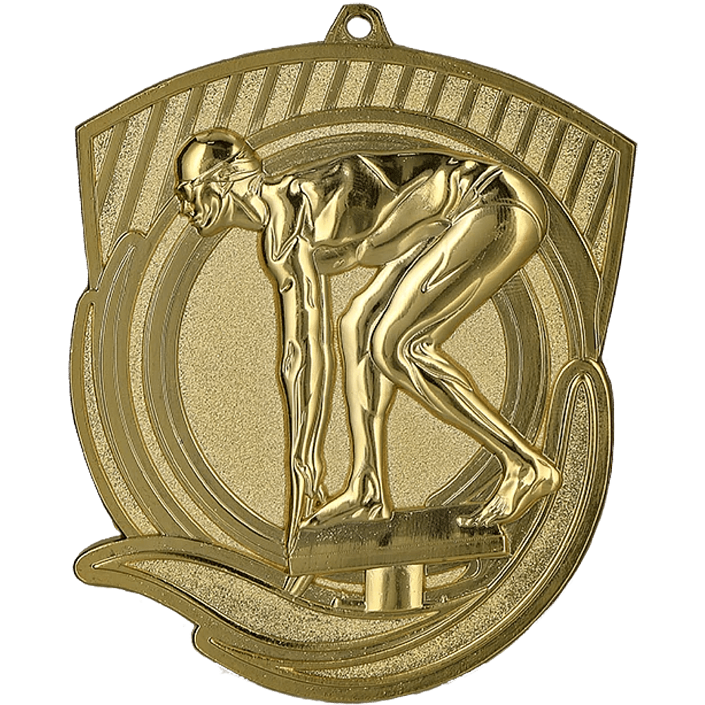 Medal gold 80mm x 60mm - swimming